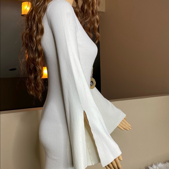 Nasty Gal Cream Flare Sleeve Sweater Dress - Picture 9 of 14